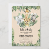 Safari Oerwoud Baby shower Uitnodiging – Leuk Dier (Voorkant)