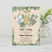 Safari Oerwoud Baby shower Uitnodiging – Leuk Dier (Staand voorkant)