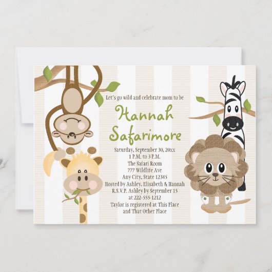 Safari Oerwoud Baby Shower-uitnodigingen Kaart (Voorkant)