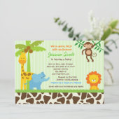 Safari Oerwoud Baby Shower-uitnodigingen Kaart (Staand voorkant)