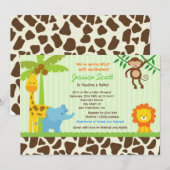 Safari Oerwoud Baby Shower-uitnodigingen Kaart (Voorkant / Achterkant)