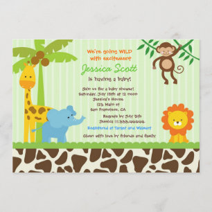 Safari Oerwoud Baby Shower-uitnodigingen Kaart
