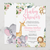 Safari Oerwoud Baby Shower-uitnodigingen voor meis Kaart (Voorkant / Achterkant)