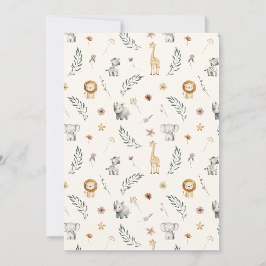 Safari Oerwoud Baby shower voorspelling spel Kaart (Achterkant)