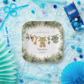 Safari Oerwoud Baby shower waslijn Papieren Bordje (Feest)