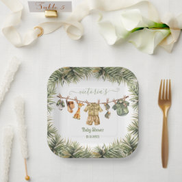Safari Oerwoud Baby shower waslijn Papieren Bordje