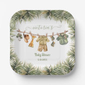 Safari Oerwoud Baby shower waslijn Papieren Bordje (Voorkant)