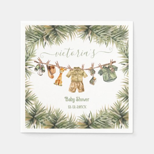Safari Oerwoud Baby shower waslijn Servet (Voorkant)