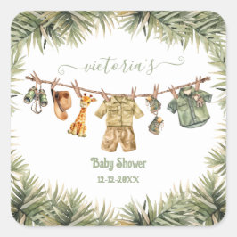 Safari Oerwoud Baby shower waslijn Vierkante Sticker