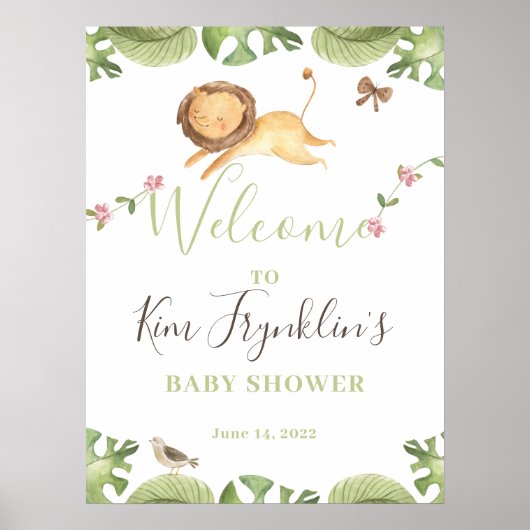 Safari Oerwoud Baby shower Welkomstteken Poster (Voorkant)