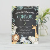 Safari Oerwoud Birthday Invitation, Chalkboard Kaart (Staand voorkant)