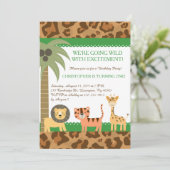 Safari Oerwoud Birthday Party Invitation Kaart (Staand voorkant)
