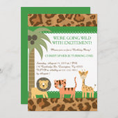 Safari Oerwoud Birthday Party Invitation Kaart (Voorkant / Achterkant)