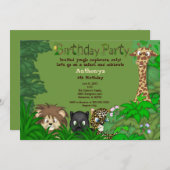 Safari Oerwoud Birthday Uitnodiging (Voorkant / Achterkant)