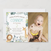 Safari Oerwoud Birthday Uitnodiging met foto (Voorkant)