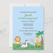 Safari Oerwoud Boy 1e verjaardagsfeestje Uitnodigi Kaart (Voorkant)