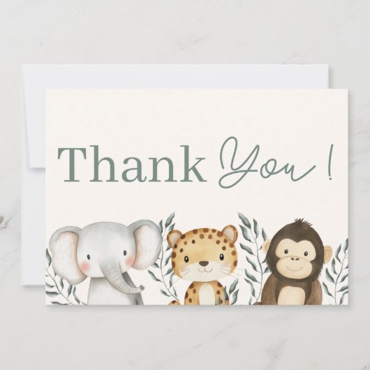 Safari Oerwoud Boy Baby shower bedankkaart Kaart (Voorkant)