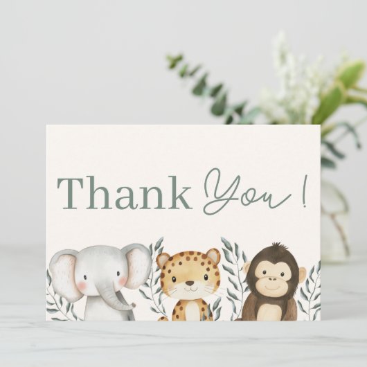Safari Oerwoud Boy Baby shower bedankkaart Kaart (Staand voorkant)