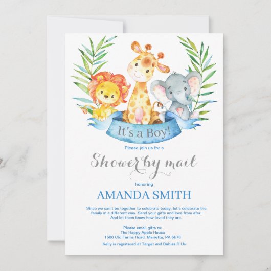 Safari Oerwoud Boy Baby shower door Mail Kaart (Voorkant)