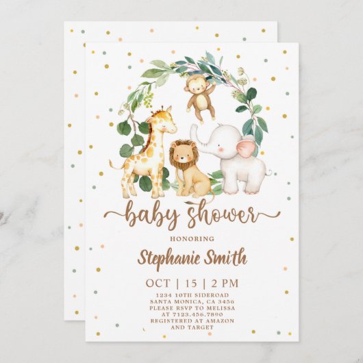 Safari Oerwoud Boy Baby shower Kaart (Voorkant / Achterkant)