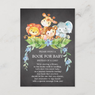 Safari Oerwoud Boys Baby shower Boek voor Baby Informatiekaartje