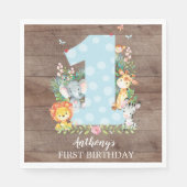 Safari Oerwoud Boys Eerste Verjaardags Papier Serv Servet (Voorkant)