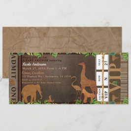 Safari Oerwoud Brown Animals Baby shower Ticket Kaart