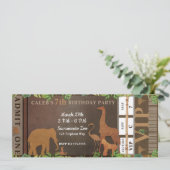 Safari Oerwoud Brown Animals Birthday Party Ticket Kaart (Staand voorkant)