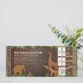 Safari Oerwoud Brown Animals Verloving Ticket Kaart (Staand voorkant)