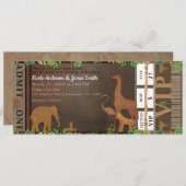 Safari Oerwoud Brown Animals Wedding Ticket Kaart (Voorkant / Achterkant)
