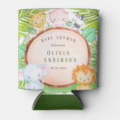 Safari Oerwoud Cartoon Animal Baby shower Hartelij Blikjeskoeler (Voorkant)