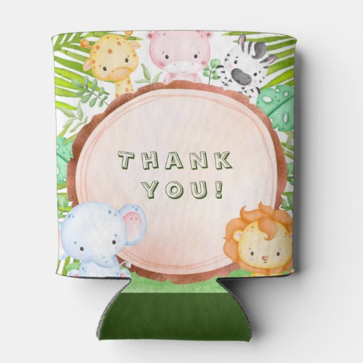 Safari Oerwoud Cartoon Animal Baby shower Hartelij Blikjeskoeler (Achterkant)