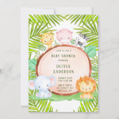 Safari Oerwoud Cartoon Dierlijk Baby shower Kaart (Voorkant)