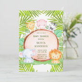Safari Oerwoud Cartoon Dierlijk Baby shower Kaart (Staand voorkant)