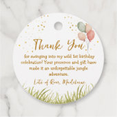 Safari Oerwoud Dank u Wild Een 1e Verjaardag Bedankjes Labels (Achterkant)