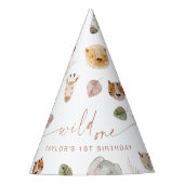 SAFARI Oerwoud Dieren 1e Verjaardag Feesthoedjes (Voorkant)