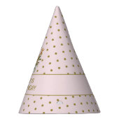 Safari Oerwoud Dieren 1e Verjaardag Roze & Goud Feesthoedjes (Rechts)