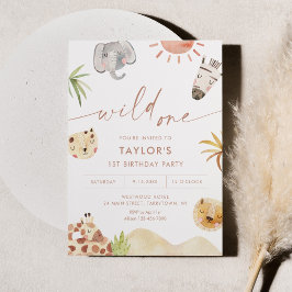 SAFARI Oerwoud Dieren 1e verjaardagsfeestje Kaart