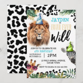 Safari Oerwoud Dieren 4e Vier-Ever Wild Birthday Kaart (Voorkant / Achterkant)
