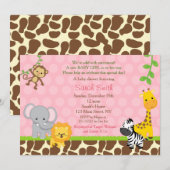 Safari Oerwoud Dieren Baby Douche Uitnodigingen Me (Voorkant / Achterkant)