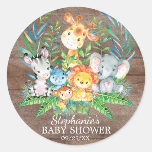 Safari Oerwoud Dieren Baby shower Favor Sticker