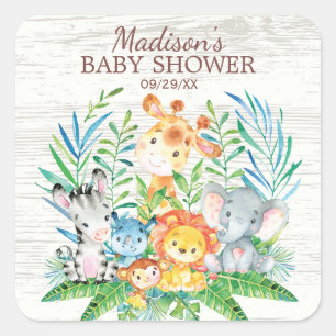 Safari Oerwoud Dieren Baby shower Favor Sticker