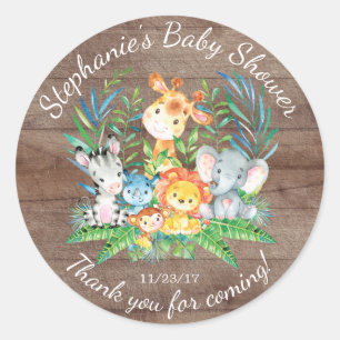 Safari Oerwoud Dieren Baby shower Favor Sticker