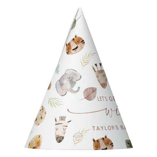 SAFARI Oerwoud Dieren Baby shower Feesthoedjes (Links)
