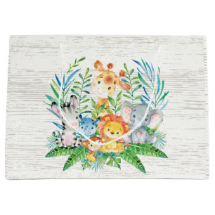 safari Oerwoud Dieren Baby shower Gift Bag Large Cadeautasje