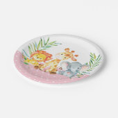 Safari Oerwoud Dieren Baby shower Roze Papier Bord (Gekanteld)
