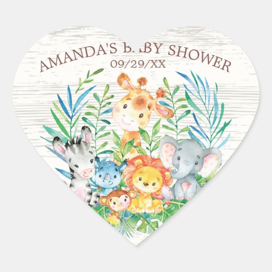 Safari Oerwoud Dieren Baby shower Sticker (Voorkant)