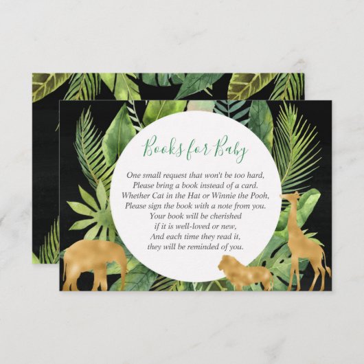 Safari oerwoud dieren boek aanvraag breng een boek informatiekaartje (Voorkant / Achterkant)