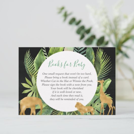 Safari oerwoud dieren boek aanvraag breng een boek informatiekaartje (Staand voorkant)