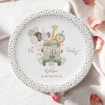 Safari Oerwoud Dieren Boho Baby shower Papieren Bordje<br><div class="desc">Een Safari truck met de leukste kleine wilde diertjes en feestballonnen maakt een ideale plek voor uw boho baby shower safari thema. Bekijk onze overeenkomende uitnodigingsset voor baby showers en meer op deze pagina.</div>